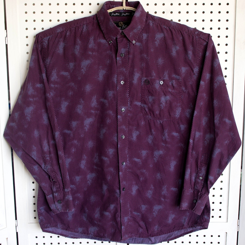 George Strait Wrangler Mens SIZE L Western Long Sleeve Button Up Shirt Cowboy